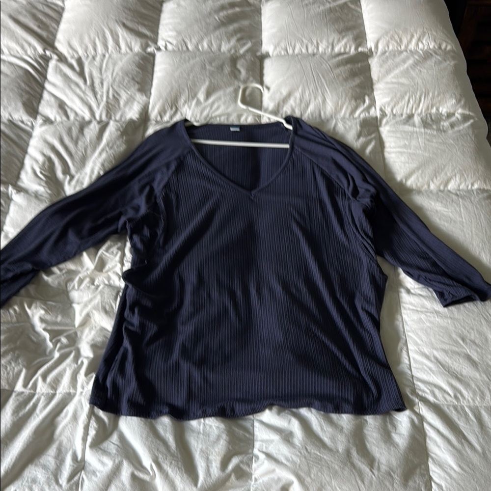 Blue Relaxed Fit Blouse with Long Sleeves